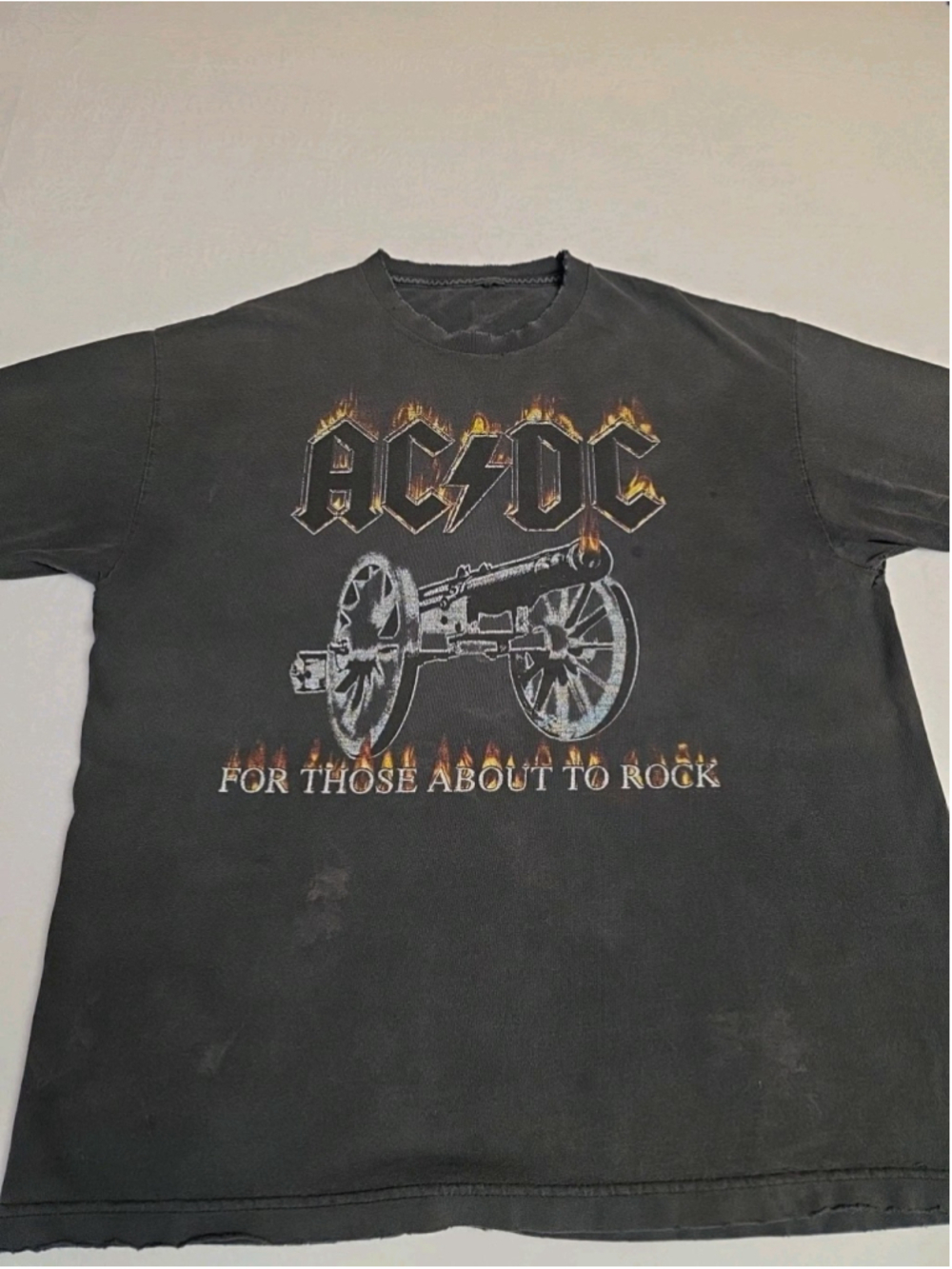 Vintage Y2K AC/DC For Those About To Rock Shirt XL Faded Distressed Band Graphic